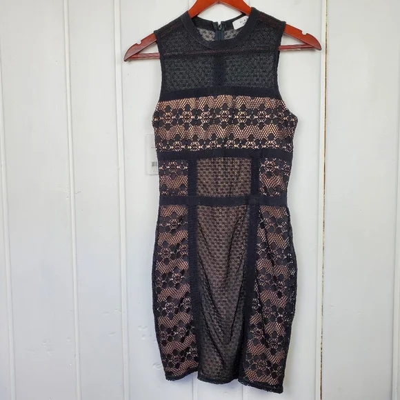 Ali & Jay Los Angeles Hola Mamacita Black Lace Nude Lining Sleeveless Mini Dress - Picture 2 of 10